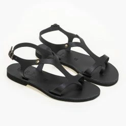 Κουπόνι 🛒 Αγορά 😀 IRIS Basic δερμάτινα ίσια πέδιλα - Μαύρο 👍 🎁