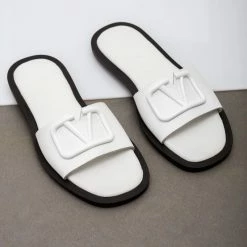 Προώθηση 🎁 Το φθηνότερο 🤩 IRIS Δερμάτινα ίσια πέδιλα με μαλακή σόλα - Λευκό ❤️ 🔥