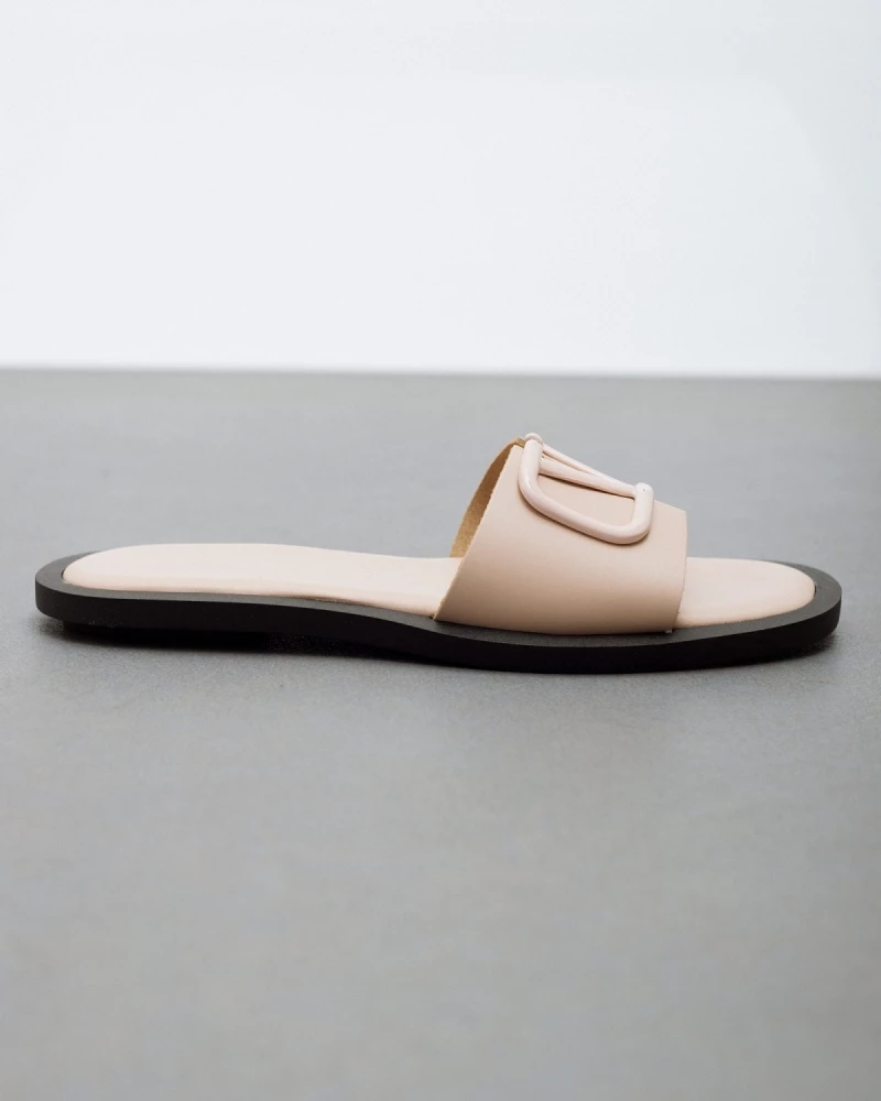 Νέος ✔️ Τοπ 10 😀 IRIS Δερμάτινα ίσια πέδιλα με μαλακή σόλα - Nude ⌛ 🌟 - Image 2