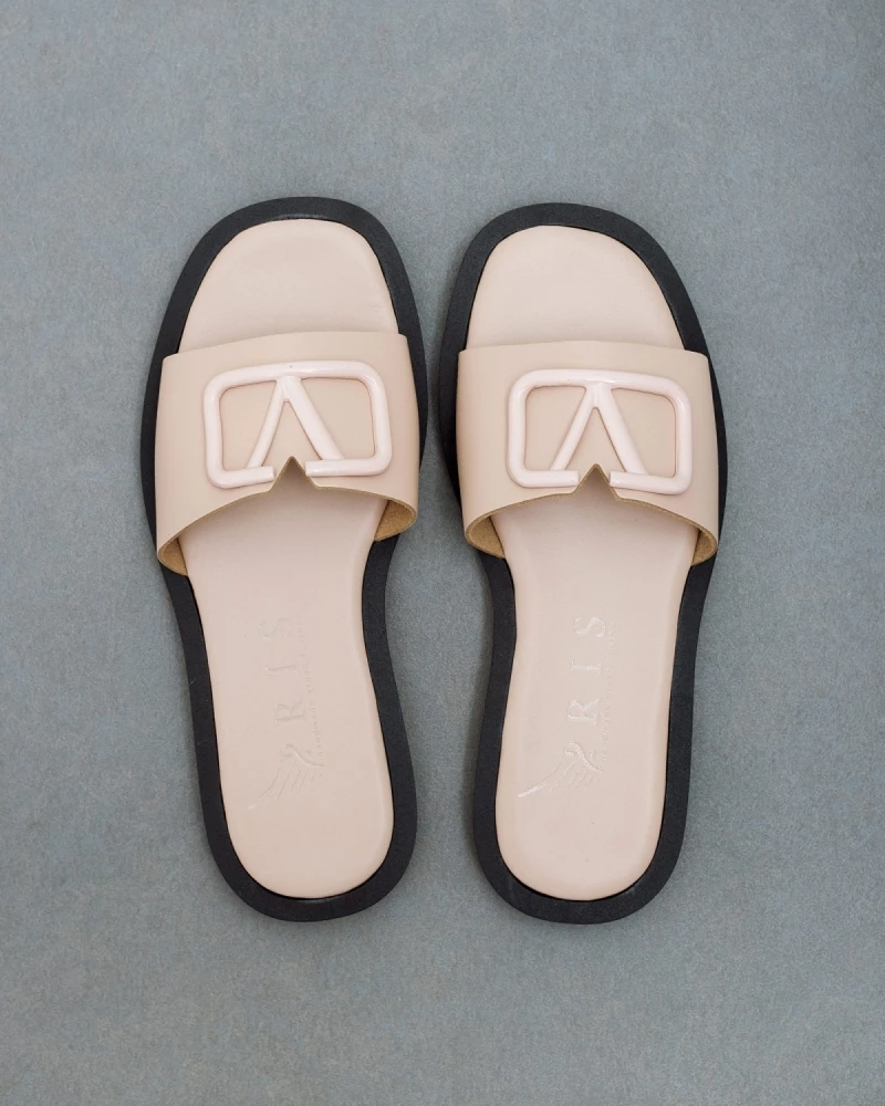 Νέος ✔️ Τοπ 10 😀 IRIS Δερμάτινα ίσια πέδιλα με μαλακή σόλα - Nude ⌛ 🌟 - Image 7