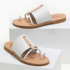 Το φθηνότερο 🤩 Η καλύτερη συμφωνία 🛒 IRIS Σανδάλια δερμάτινα με διχρωμία - Λευκό 👍 ✔️