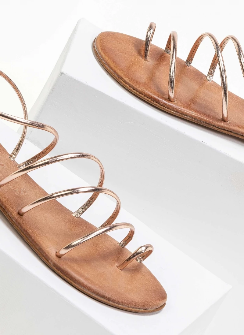 ΧΟΝΔΡΙΚΟ ΕΜΠΟΡΙΟ ⭐ Πολύ καλή προσφορά ⌛ IRIS Σανδάλια δερμάτινα με λεπτά λουράκια - Χαλκός ❤️ 🎉 - Image 3