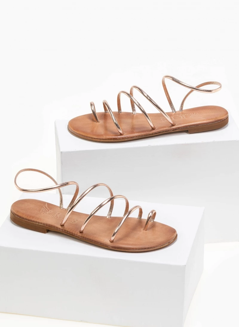 ΧΟΝΔΡΙΚΟ ΕΜΠΟΡΙΟ ⭐ Πολύ καλή προσφορά ⌛ IRIS Σανδάλια δερμάτινα με λεπτά λουράκια - Χαλκός ❤️ 🎉 - Image 2