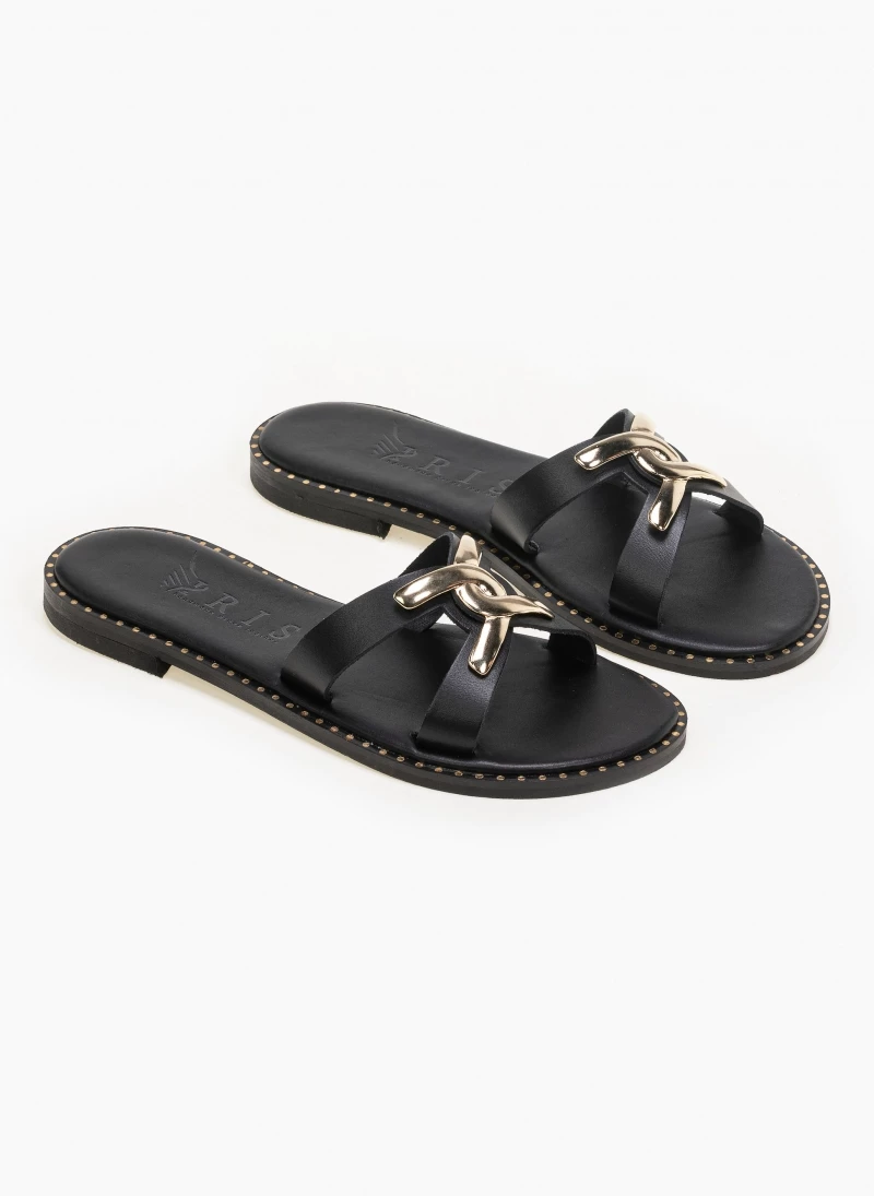 Best Pirce 🌟 Καλύτερες κριτικές για 🔥 IRIS Σανδάλια δερμάτινα με λεπτομέρεια στη σόλα - Μαύρο ✔️ 😍