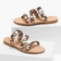 Η καλύτερη συμφωνία 🛒 Πολύ καλή προσφορά 🌟 IRIS Σανδάλια δερμάτινα με πλεγμένα λουράκια - Mocha 💯 👍