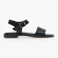 Προώθηση 😍 Εξοδος 🎉 Πέδιλα δερμάτινα TFP με φάσα - Μαύρο ❤️ 🤩