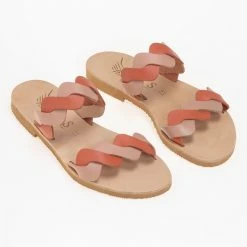 Νέος ✔️ Καλύτερες κριτικές για 👏 IRIS Σανδάλια δερμάτινα με Wavy φάσες - Κοραλί ⌛ 👍