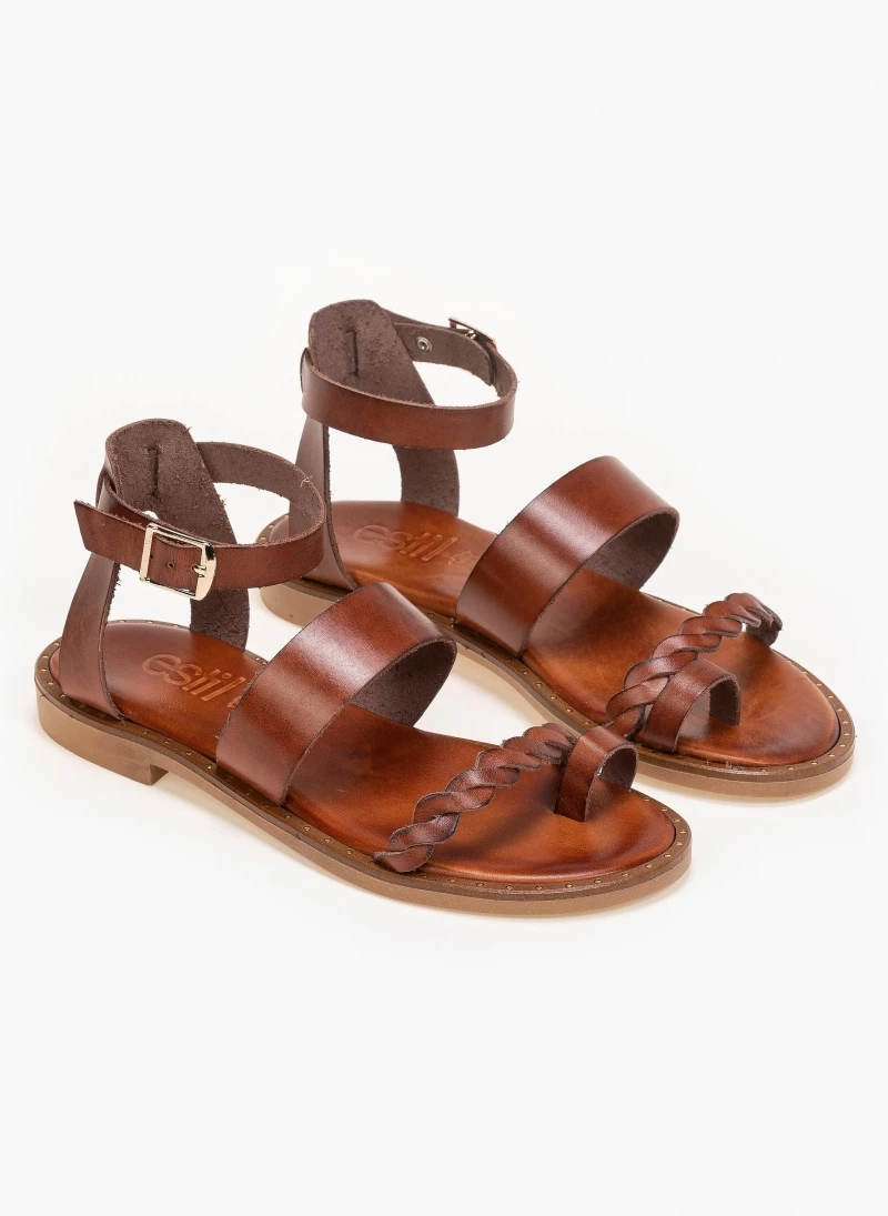 Εξοδος ⭐ Αγορά ✨ Πέδιλα Estil δερμάτινα με μπαρέτα - Ταμπά ✨ ⭐ - Image 2