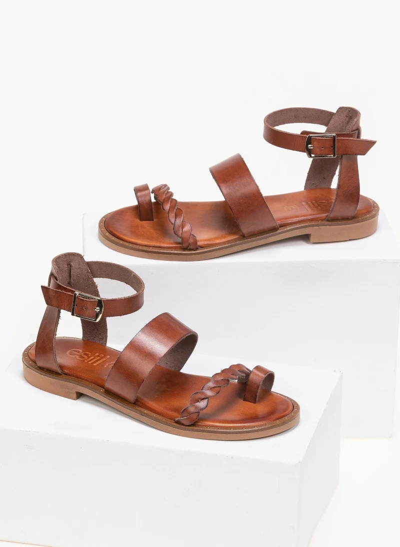 Εξοδος ⭐ Αγορά ✨ Πέδιλα Estil δερμάτινα με μπαρέτα - Ταμπά ✨ ⭐