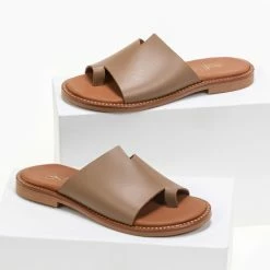 Εκπτωση 👏 Η καλύτερη συμφωνία 🔔 Σανδάλια δερμάτινα Estil με άνισο τελείωμα - Μπεζ ❤️ ⌛