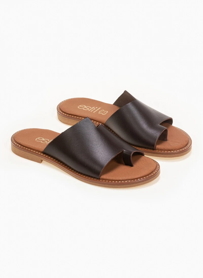 Ολοκαίνουργιο 💯 Κουπόνι 🔥 Σανδάλια δερμάτινα Estil με άνισο τελείωμα - Καφέ 💯 🤩 - Image 5
