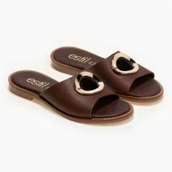 Νέος ✨ Ολοκαίνουργιο 👏 Σανδάλια Estil δερμάτινα με άνοιγμα - Καφέ ⌛ 🔥
