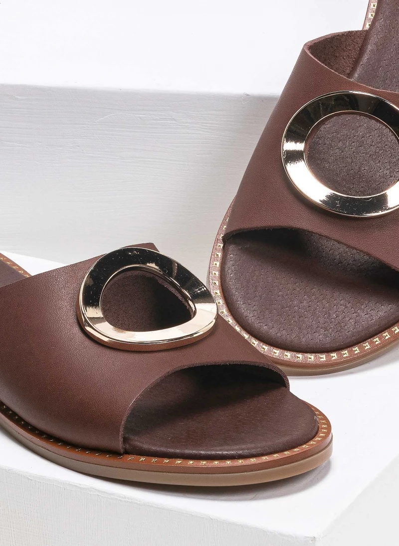 Νέος ✨ Ολοκαίνουργιο 👏 Σανδάλια Estil δερμάτινα με άνοιγμα - Καφέ ⌛ 🔥 - Image 3