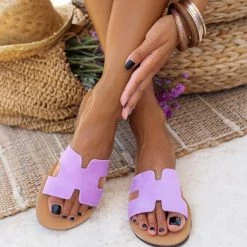 Τοπ 10 🧨 Το φθηνότερο 🛒 Σανδάλια Estil δερμάτινα με ανοίγματα στο πλάι - Λιλά 🥰 😍