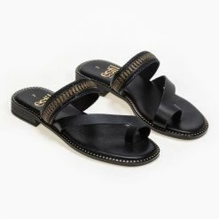 Προώθηση ✔️ Τοπ 10 ⌛ Σανδάλια Estil δερμάτινα με Boho φάσα - Μαύρο ✔️ 🧨