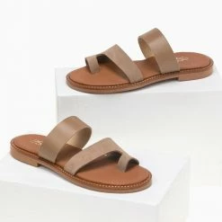 Flash Sale 🔔 Προώθηση 🧨 Σανδάλια Estil δερμάτινα με δυο φάσες - Μπεζ ⭐ ⭐