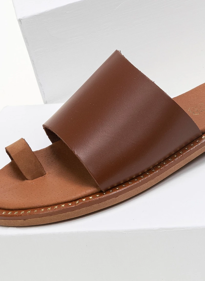 Ολοκαίνουργιο ⭐ Εκπτωση ⌛ Σανδάλια δερμάτινα Estil με φαρδιά φάσα - Ταμπά 🎉 🧨 - Image 3