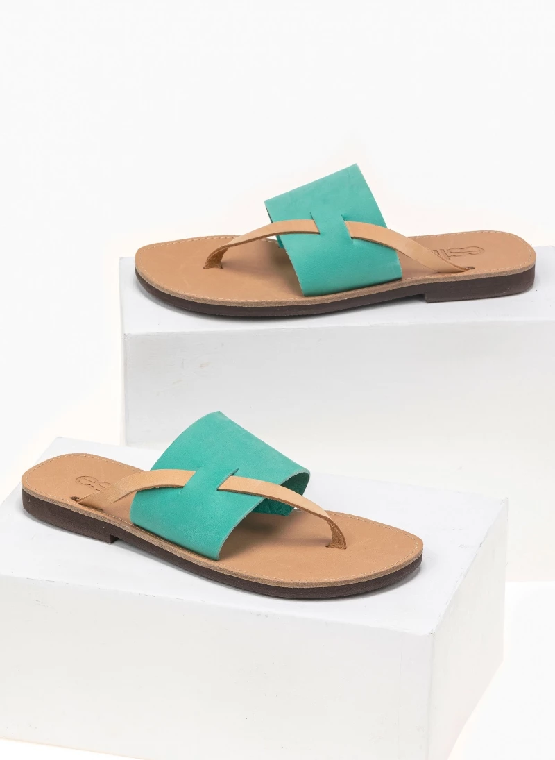 Πολύ καλή προσφορά 🎉 Καλύτερες κριτικές για 🤩 Σανδάλια Estil δερμάτινα με φάσα και λουράκι - Μέντα 🔥 🔥 - Image 2