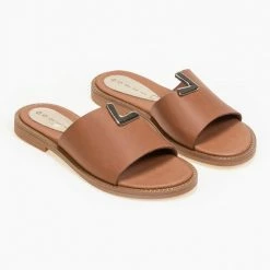 Προώθηση 🔥 Ολοκαίνουργιο ⭐ Σανδάλια Estil δερμάτινα με μέταλλο - Caramel 😍 😍