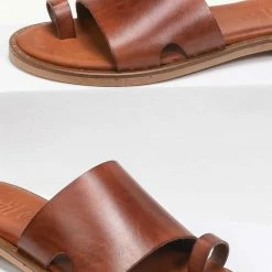 Προϋπολογισμός 🛒 Το φθηνότερο ✨ Σανδάλια δερμάτινα Estil με μικρά ανοίγματα - Ταμπά ✔️ 👏
