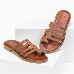 Προώθηση 🛒 Κουπόνι 👏 Estil δερμάτινα σανδάλια με Pattern κροκό - Ταμπά ✨ 💯