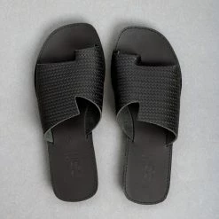 Το φθηνότερο 😍 Εκπτωση 💯 Σανδάλια Estil δερμάτινα με Pattern στη φάσα - Μαύρο ❤️ 🔔