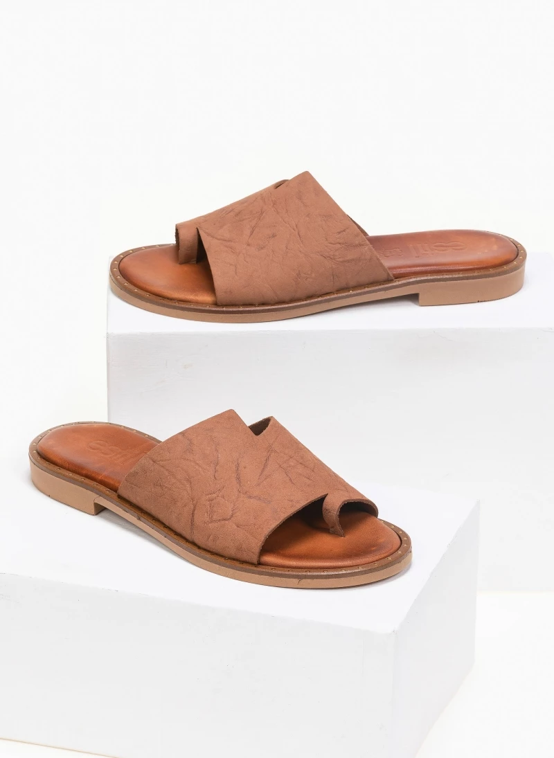 Ολοκαίνουργιο 🧨 Συμφωνίες 🌟 Σανδάλια Estil δερμάτινα με Pattern τσαλακωτό - Ταμπά 🔔 🌟