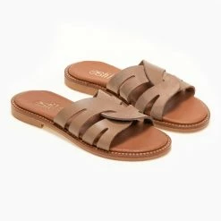 Συμφωνίες 🧨 Πολύ καλή προσφορά ✨ Σανδάλια δερμάτινα Estil με περαστές φάσες - Μπεζ ✨ 😀