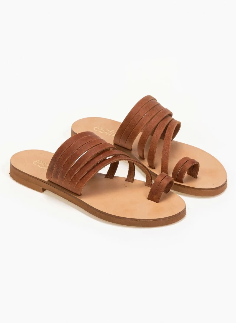 Συμφωνίες 🥰 Προώθηση 😉 Δερμάτινα σανδάλια Estil με πολλά λουράκια - Ταμπά 🎉 ✨