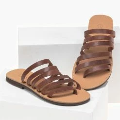 Η καλύτερη συμφωνία 🔥 Κουπόνι 😍 Σανδάλια Estil δερμάτινα με πολλά λουράκια - Ταμπά 💯 🎁