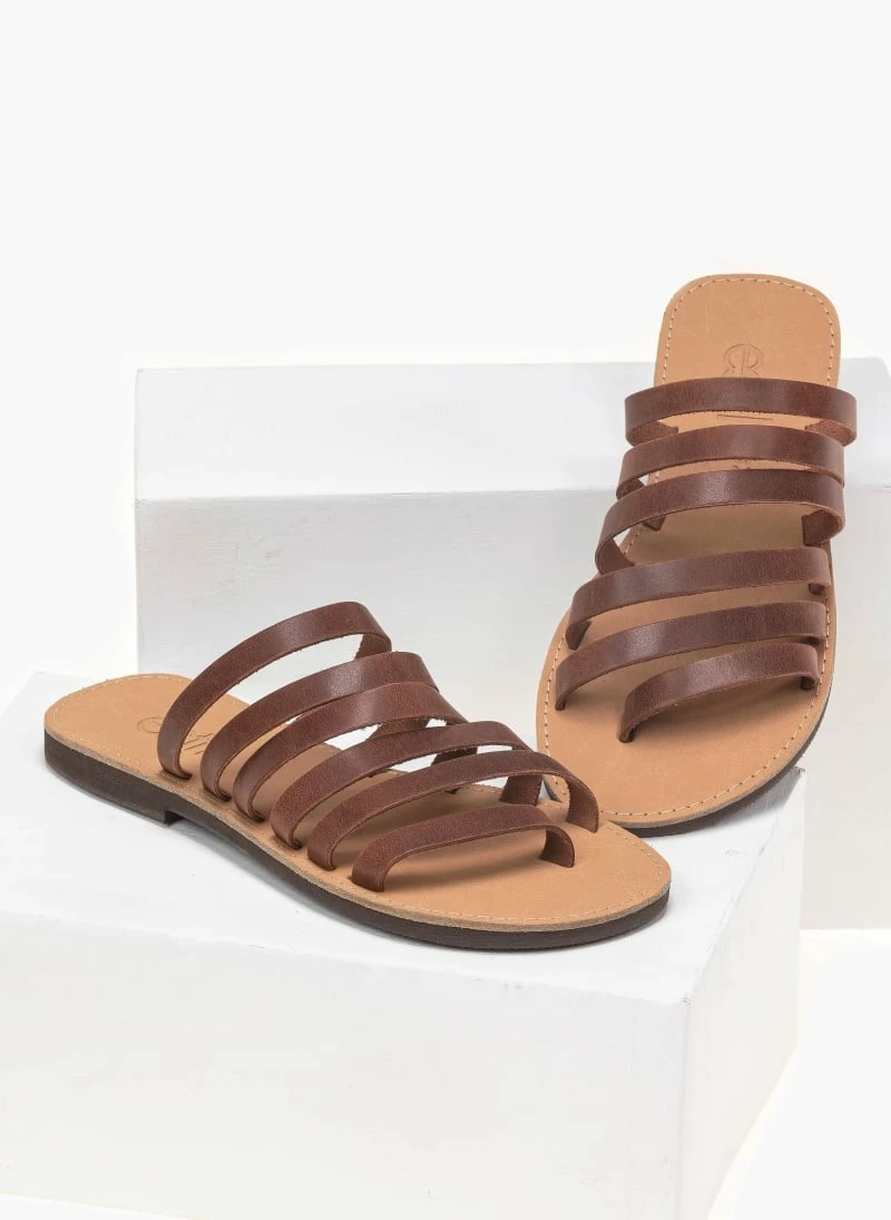 Η καλύτερη συμφωνία 🔥 Κουπόνι 😍 Σανδάλια Estil δερμάτινα με πολλά λουράκια - Ταμπά 💯 🎁