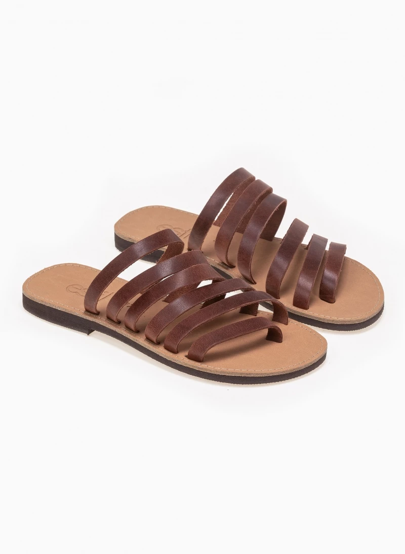 Η καλύτερη συμφωνία 🔥 Κουπόνι 😍 Σανδάλια Estil δερμάτινα με πολλά λουράκια - Ταμπά 💯 🎁 - Image 3