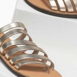 Συμφωνίες 😀 Εξοδος ✨ Σανδάλια Estil δερμάτινα με πολλά λουράκια - Χρυσό 🎁 🤩