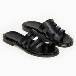 ΧΟΝΔΡΙΚΟ ΕΜΠΟΡΙΟ 😀 Πολύ καλή προσφορά 🎁 Σανδάλια Estil δερμάτινα με τσαλακωτό Pattern - Μαύρο 😉 😀