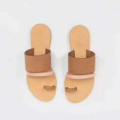 Flash Sale 😍 Φτηνός 👏 Estil δερμάτινα σανδάλια σε συνδυασμούς χρωμάτων - Ταμπά 👏 ❤️