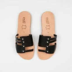 ΧΟΝΔΡΙΚΟ ΕΜΠΟΡΙΟ ⌛ Flash Sale 😀 Σανδάλια δερμάτινα Estil με κομμάτια και λουράκια - Μαύρο ❤️ 👏