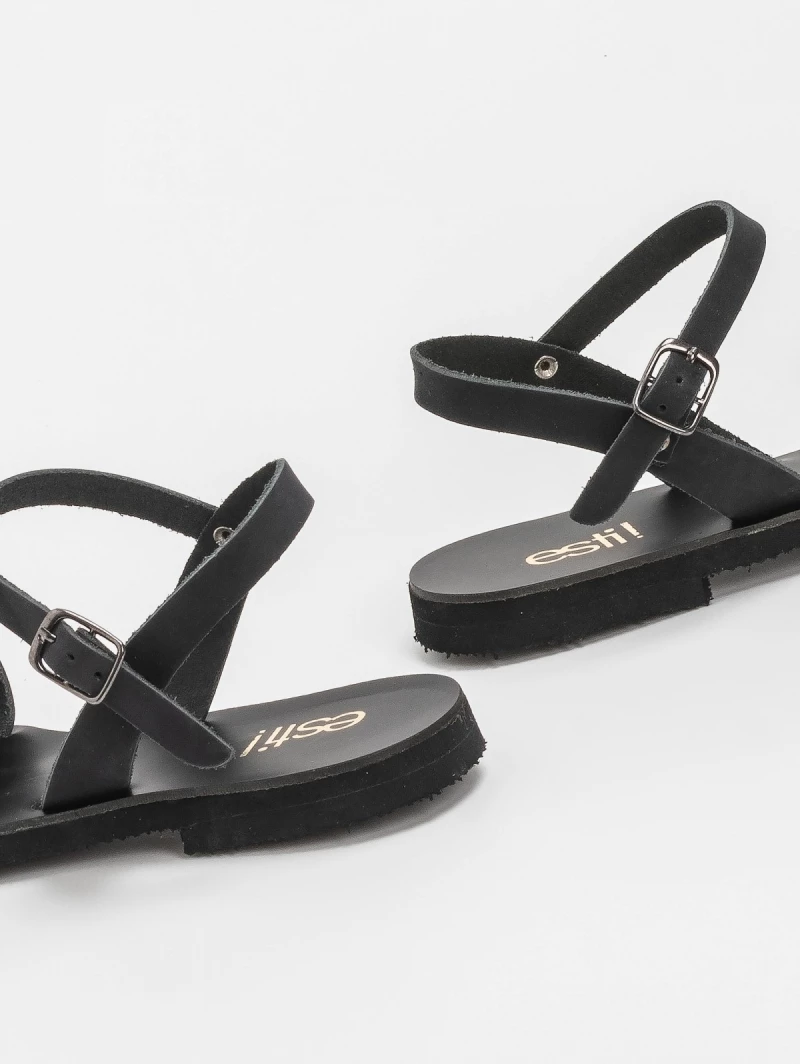 Εξοδος 😉 Αγορά ✨ Estil Flat πέδιλα με φαρδιά φάσα - Μαύρο ✔️ 👏 - Image 3
