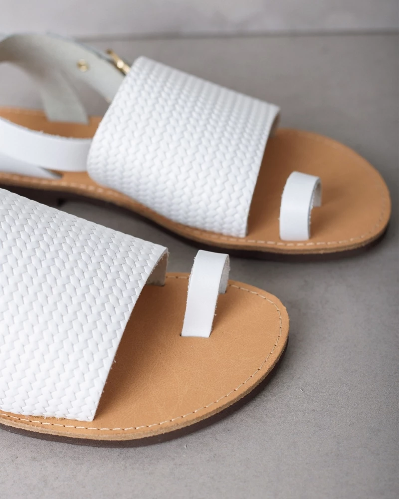 Κουπόνι 💯 Φτηνός 🎁 Estil φλατ πέδιλα με σχέδιο ψάθα - Λευκό ❤️ 🔥 - Image 8