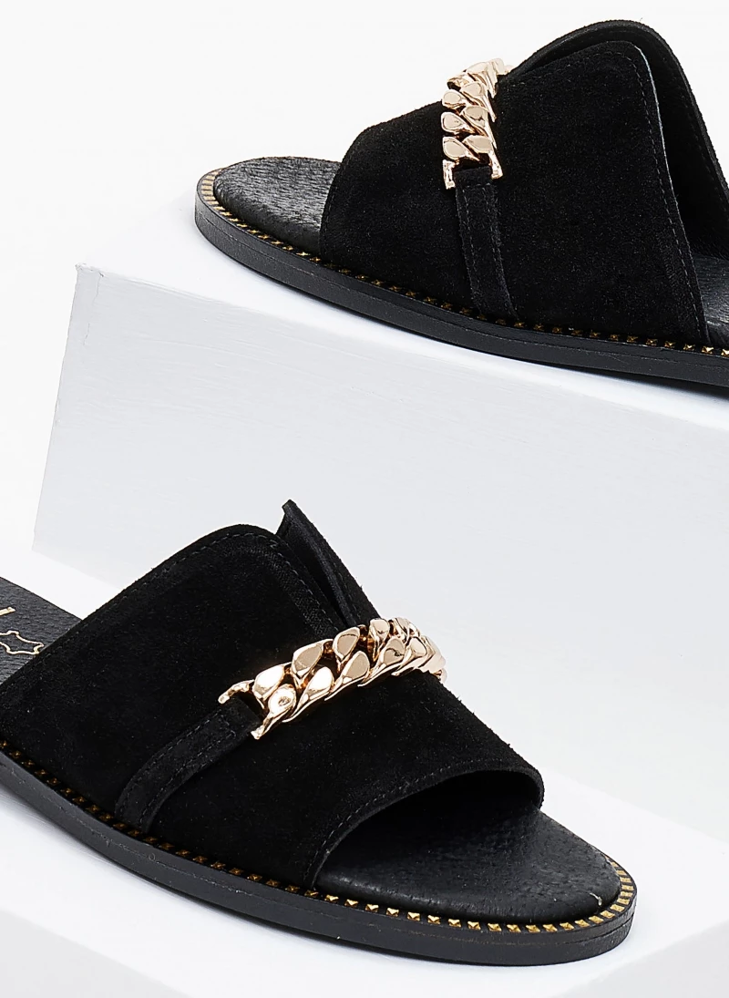 Πολύ καλή προσφορά 🔔 Καλύτερη πώληση ❤️ Σανδάλια Estil καστόρινα με αλυσίδα - Μαύρο 👏 🎁 - Image 5