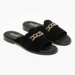 Συμφωνίες ✨ Φτηνός ✨ Σανδάλια Estil καστόρινα με αλυσίδα - Μαύρο ⭐ 🔔