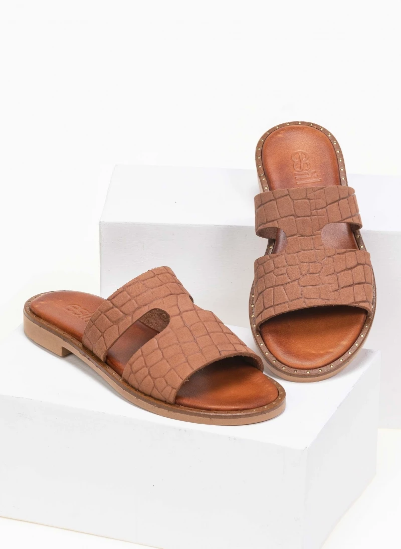 Η καλύτερη συμφωνία 😀 Κουπόνι 😉 Σανδάλια δερμάτινα Estil κροκό - Ταμπά 🤩 ⌛ - Image 3