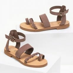 Καλύτερη πώληση 👍 Η καλύτερη συμφωνία ⭐ Πέδιλα δερμάτινα Estil Nubuck - Πούρο 🥰 😍