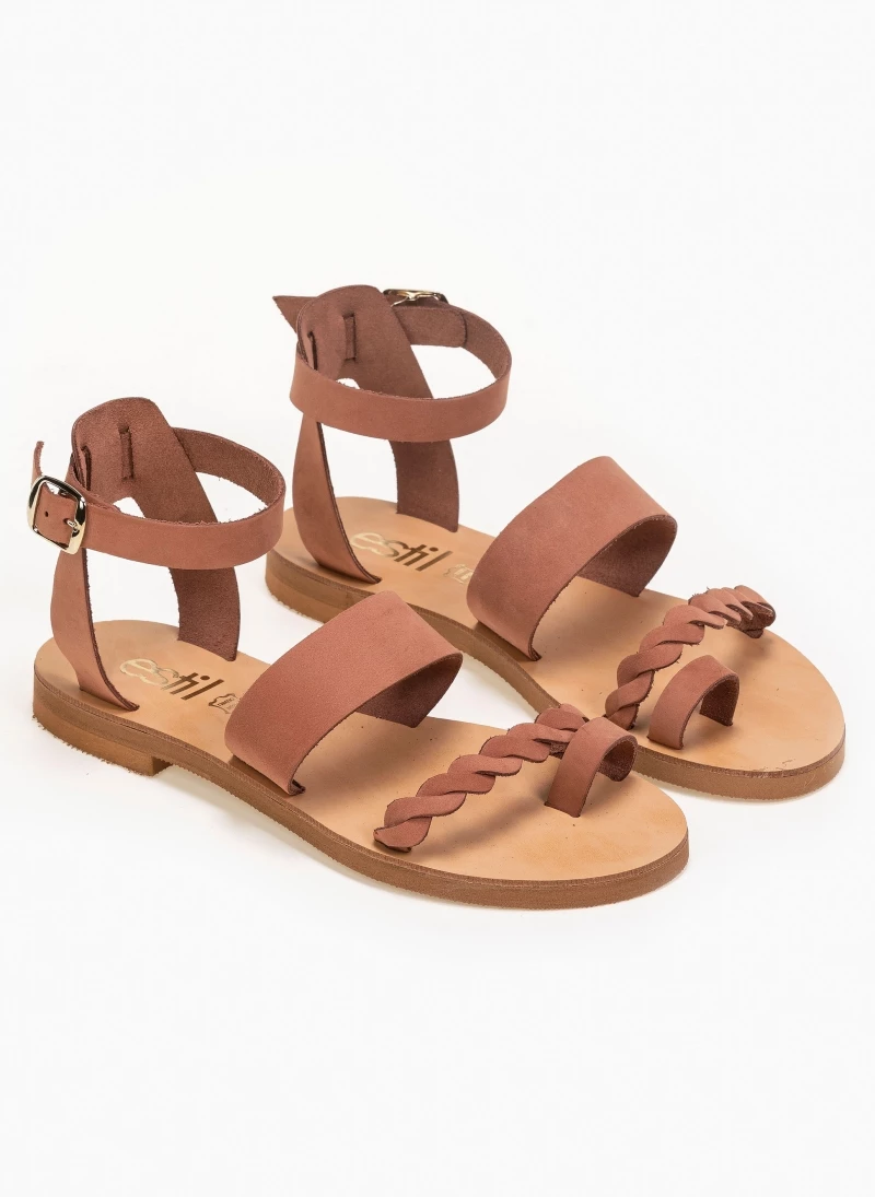 Τοπ 10 ⌛ Καλύτερη πώληση 🎁 Πέδιλα δερμάτινα Estil Nubuck - Κεραμιδί 🎁 😍 - Image 3