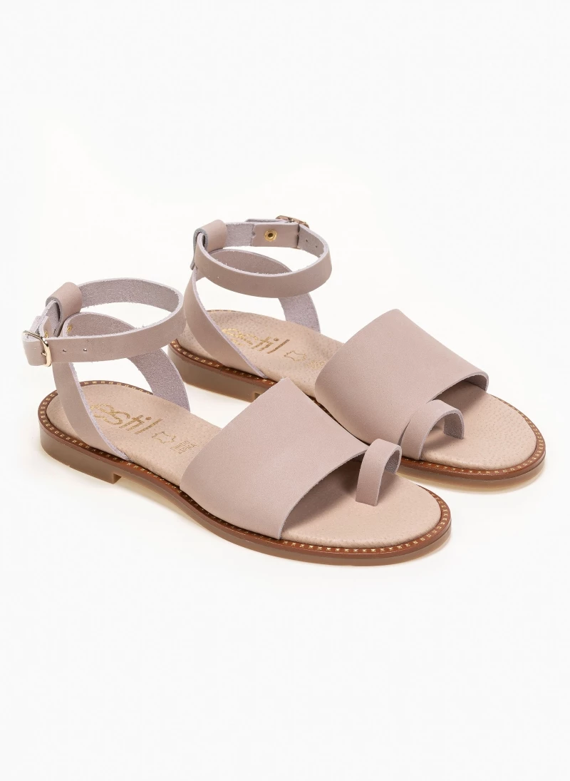 ΧΟΝΔΡΙΚΟ ΕΜΠΟΡΙΟ 👍 ΧΟΝΔΡΙΚΟ ΕΜΠΟΡΙΟ 🎉 The Fashion Project Πέδιλα φλατ δερμάτινα με φαρδιά φάσα - Nude 😍 🛒