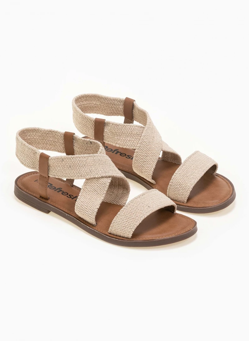 Φτηνός 😀 Νέος ⭐ Πέδιλα φλατ με ελαστικές φάσες Refresh 72646 - Μπεζ 🥰 🥰 - Image 2