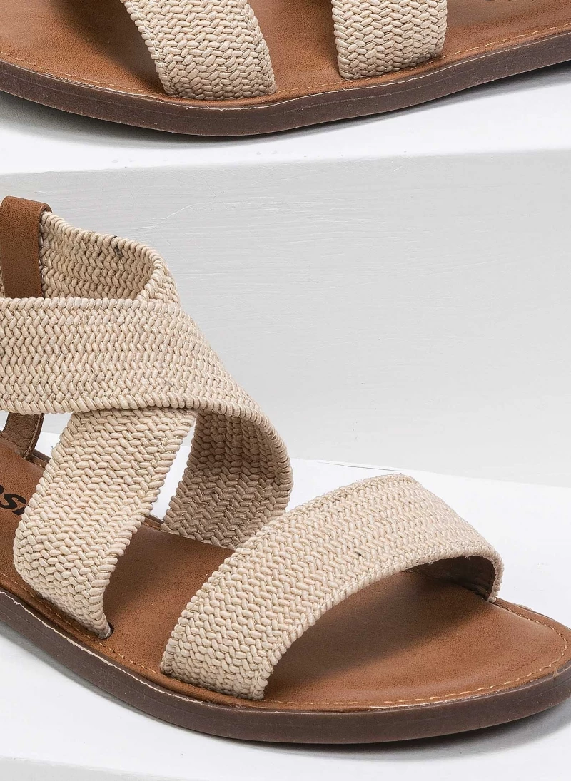 Φτηνός 😀 Νέος ⭐ Πέδιλα φλατ με ελαστικές φάσες Refresh 72646 - Μπεζ 🥰 🥰 - Image 3