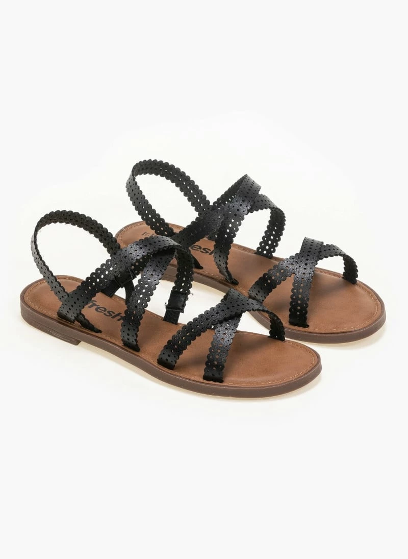 Τοπ 10 🛒 Κουπόνι 🎉 Πέδιλα φλατ με Laser Cut σχέδιο Refresh 72658 - Μαύρο 💯 🎁 - Image 2