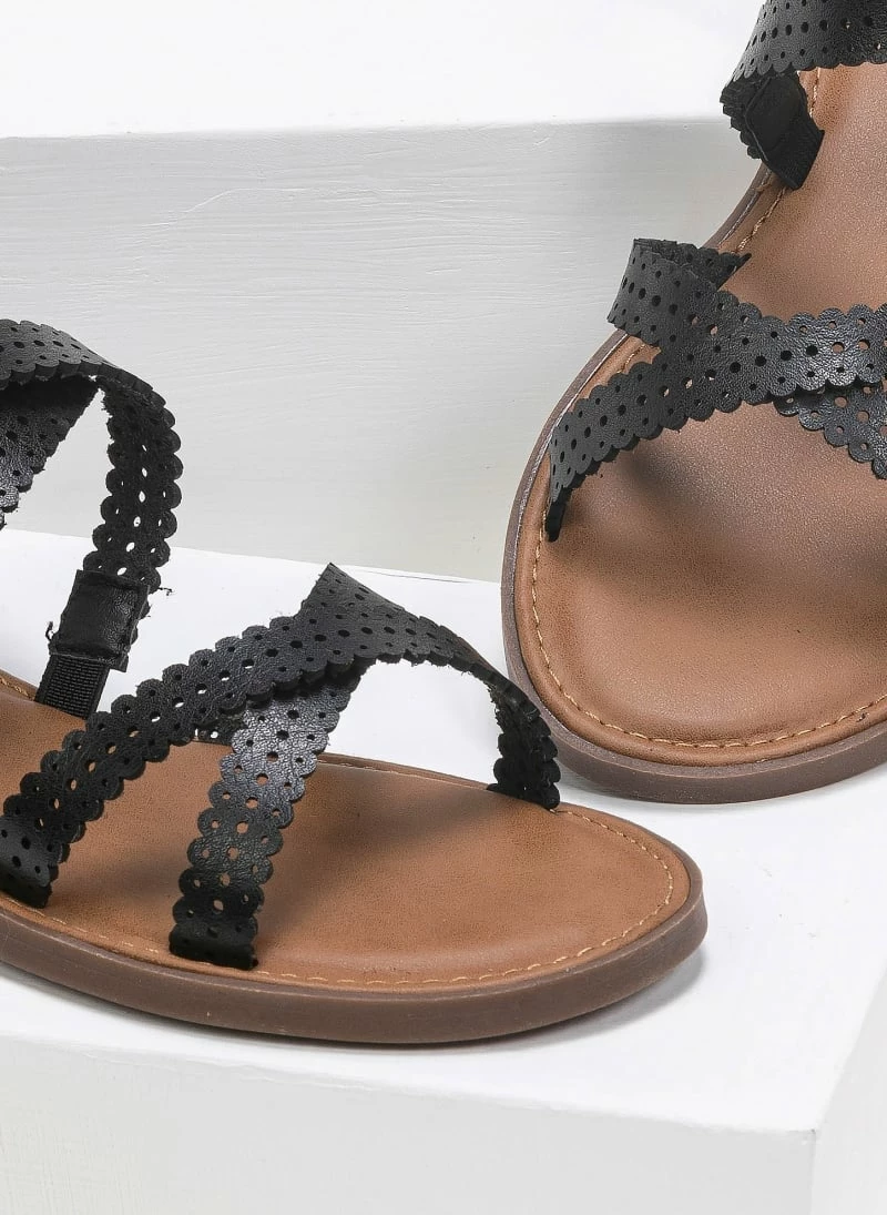 Τοπ 10 🛒 Κουπόνι 🎉 Πέδιλα φλατ με Laser Cut σχέδιο Refresh 72658 - Μαύρο 💯 🎁 - Image 3