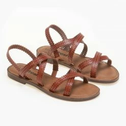 Προώθηση ✨ Νέος 🧨 Πέδιλα φλατ με Laser Cut σχέδιο Refresh 72658 - Ταμπά 🔔 😀