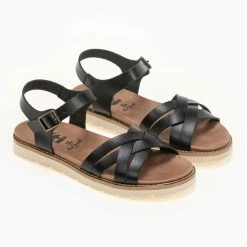 Συμφωνίες 👏 Ολοκαίνουργιο 🛒 Xti Footwear Πέδιλα φλατ με πλεγμένα λουράκια XTi 42717 - Μαύρο ✔️ 🔥